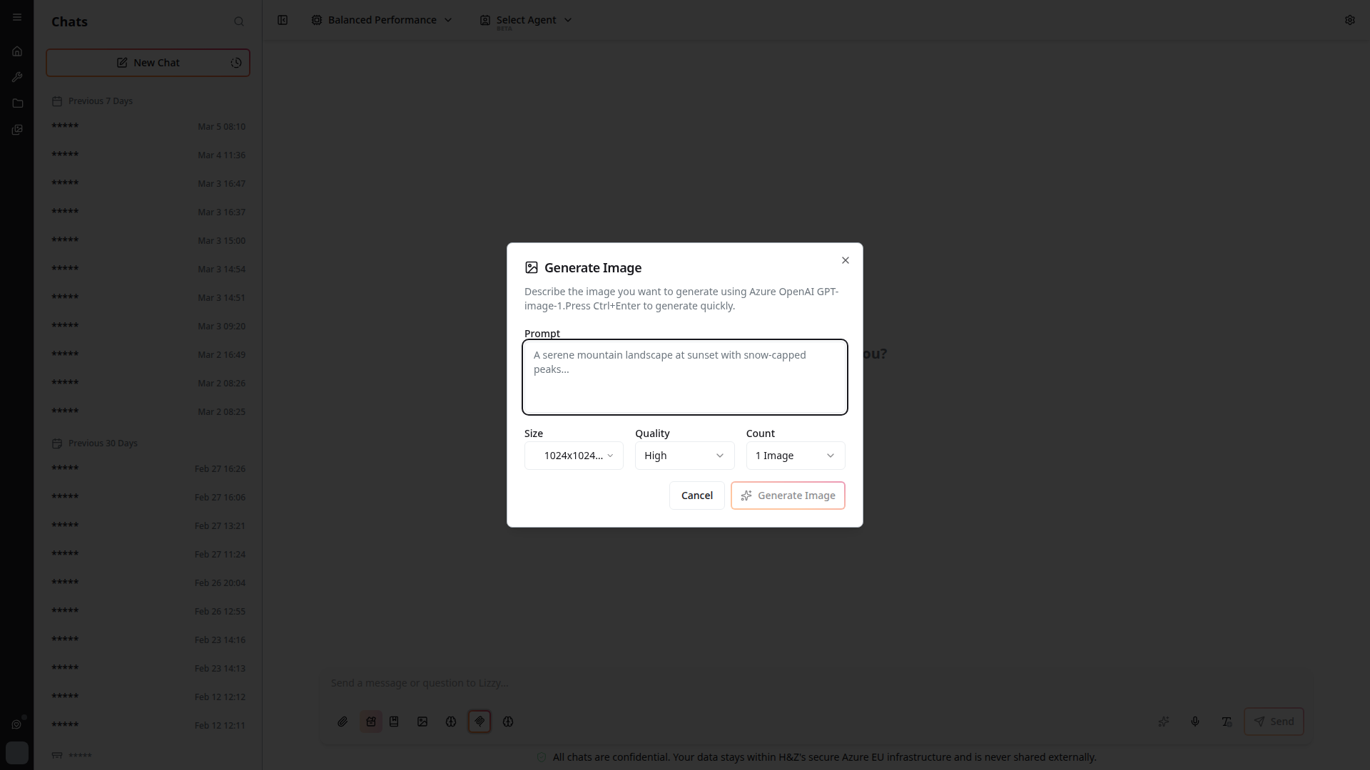 Image Generation dialog