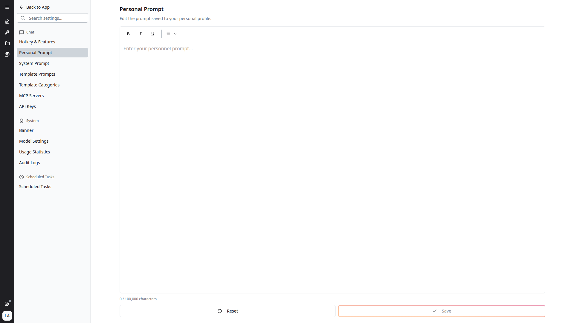 Personal Prompt editor