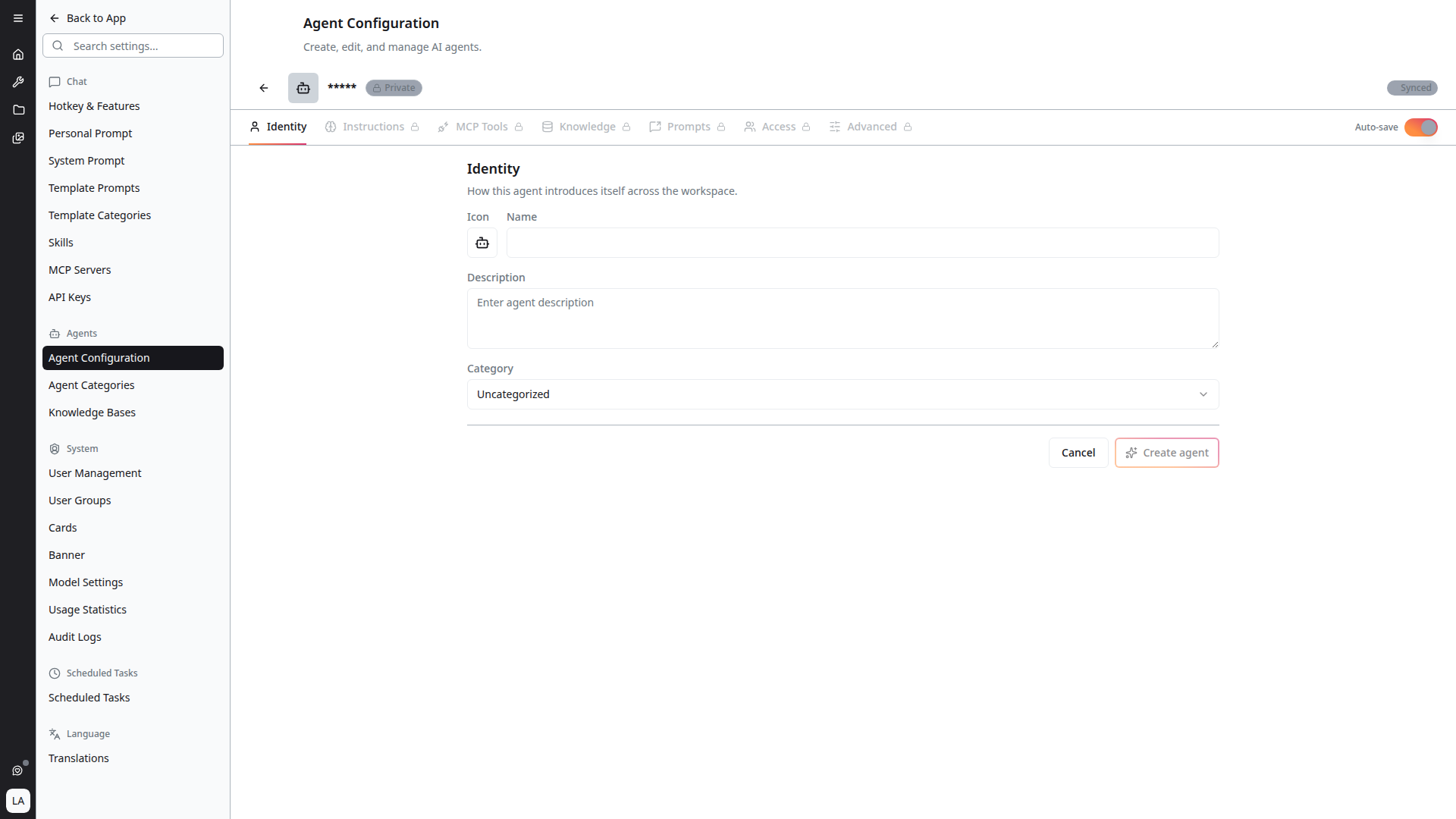 Create New Agent