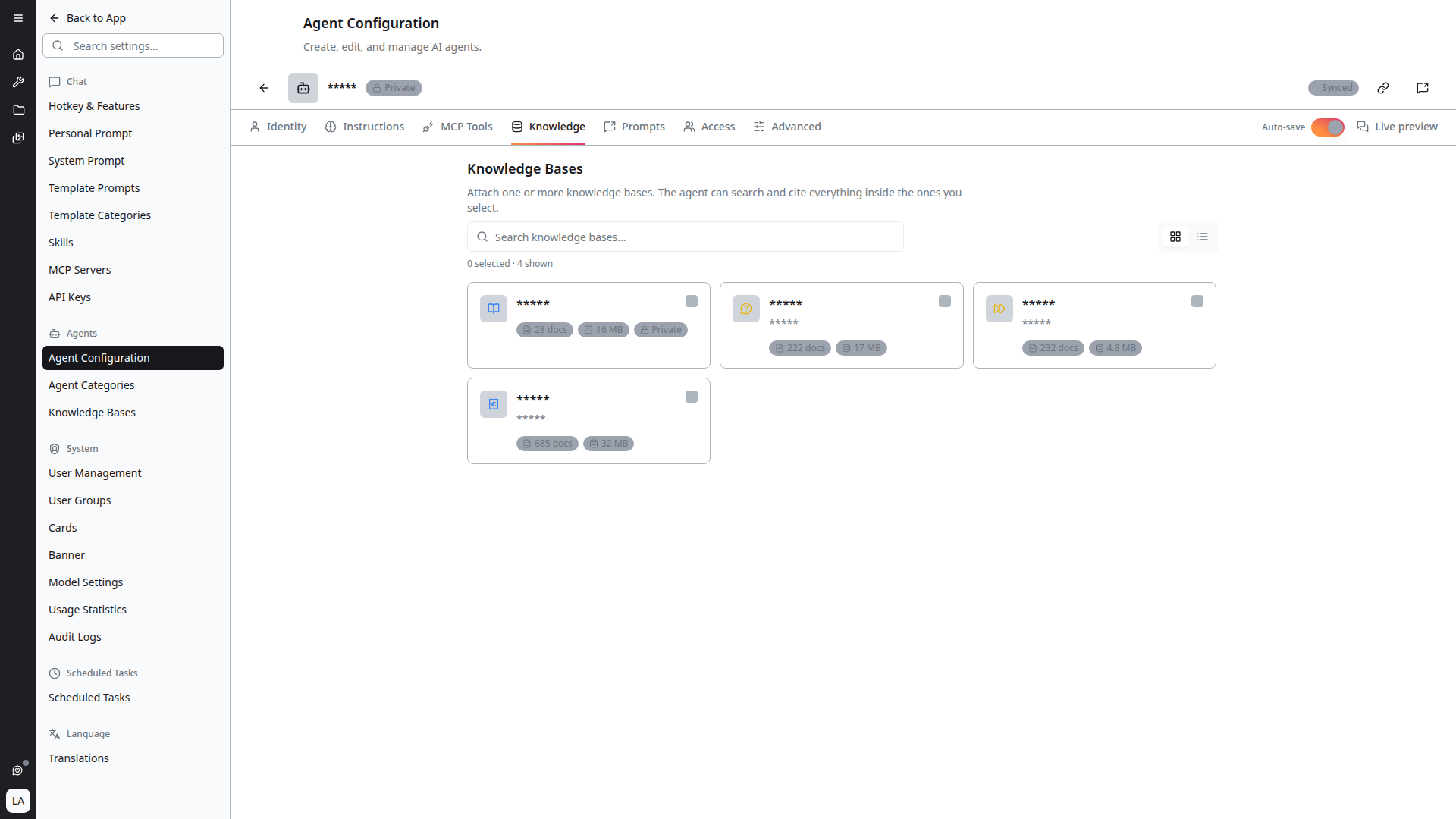 Knowledge tab