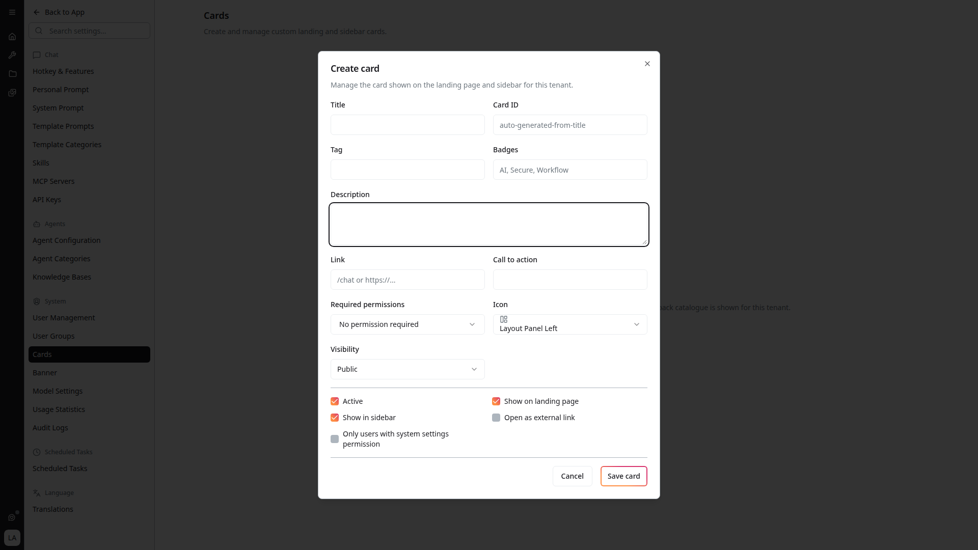 Create card