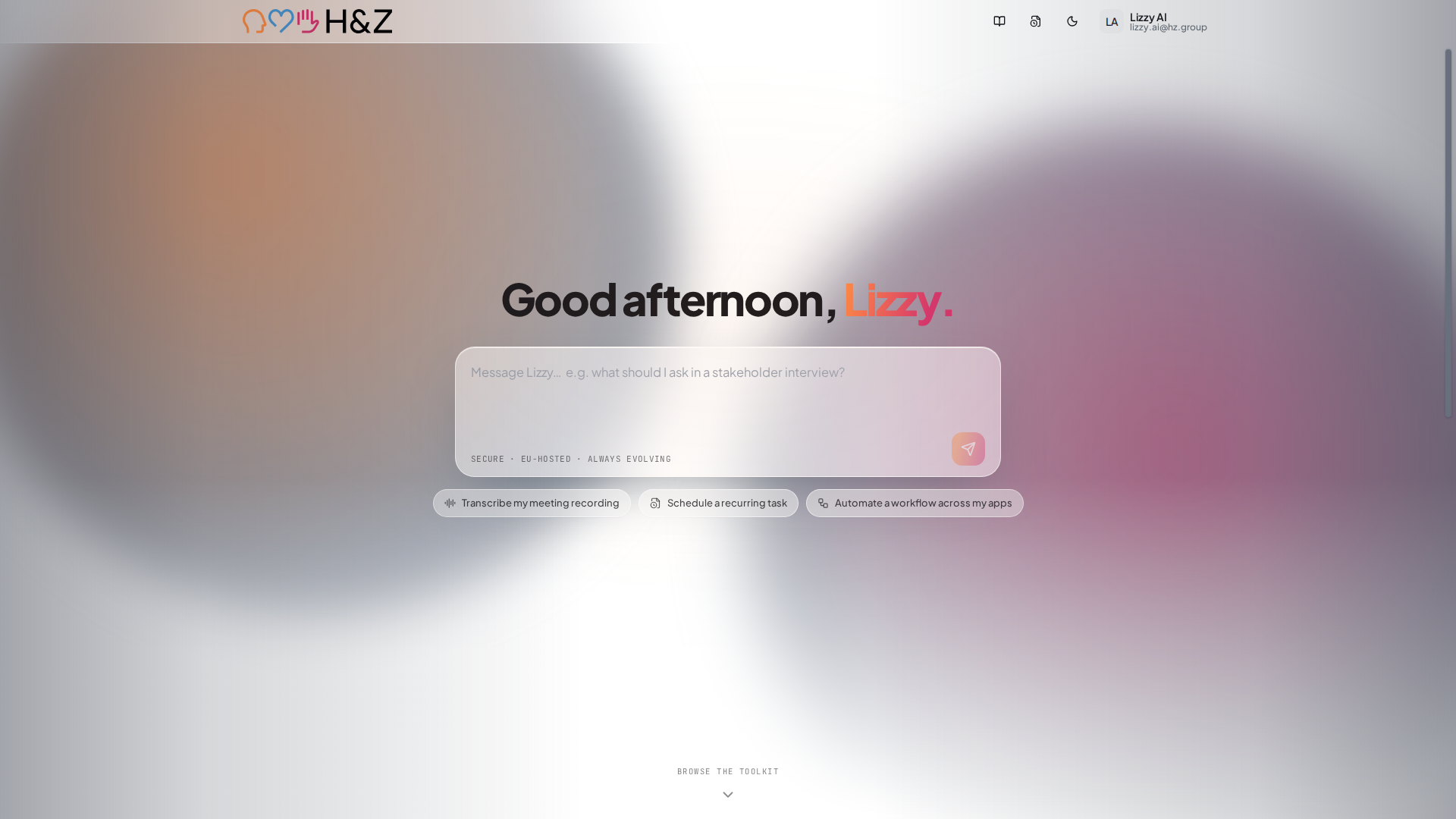 Home page after login