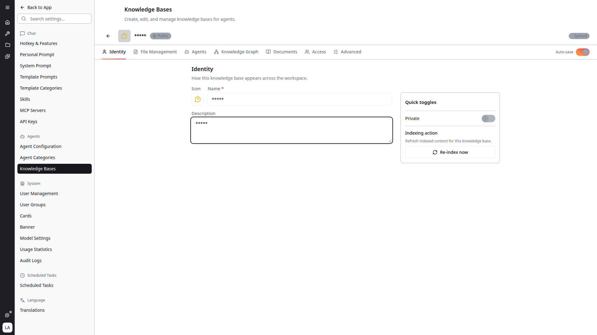 Knowledge base detail view