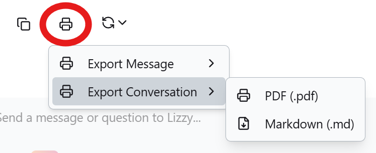 Export conversation dropdown