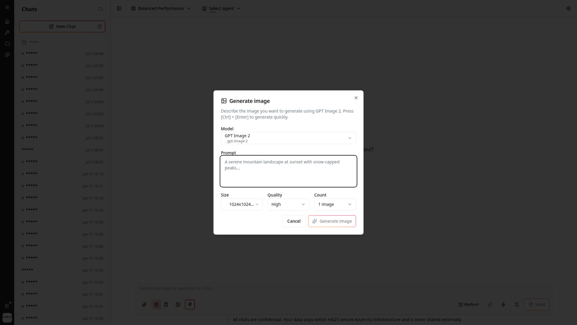 Image Generation dialog