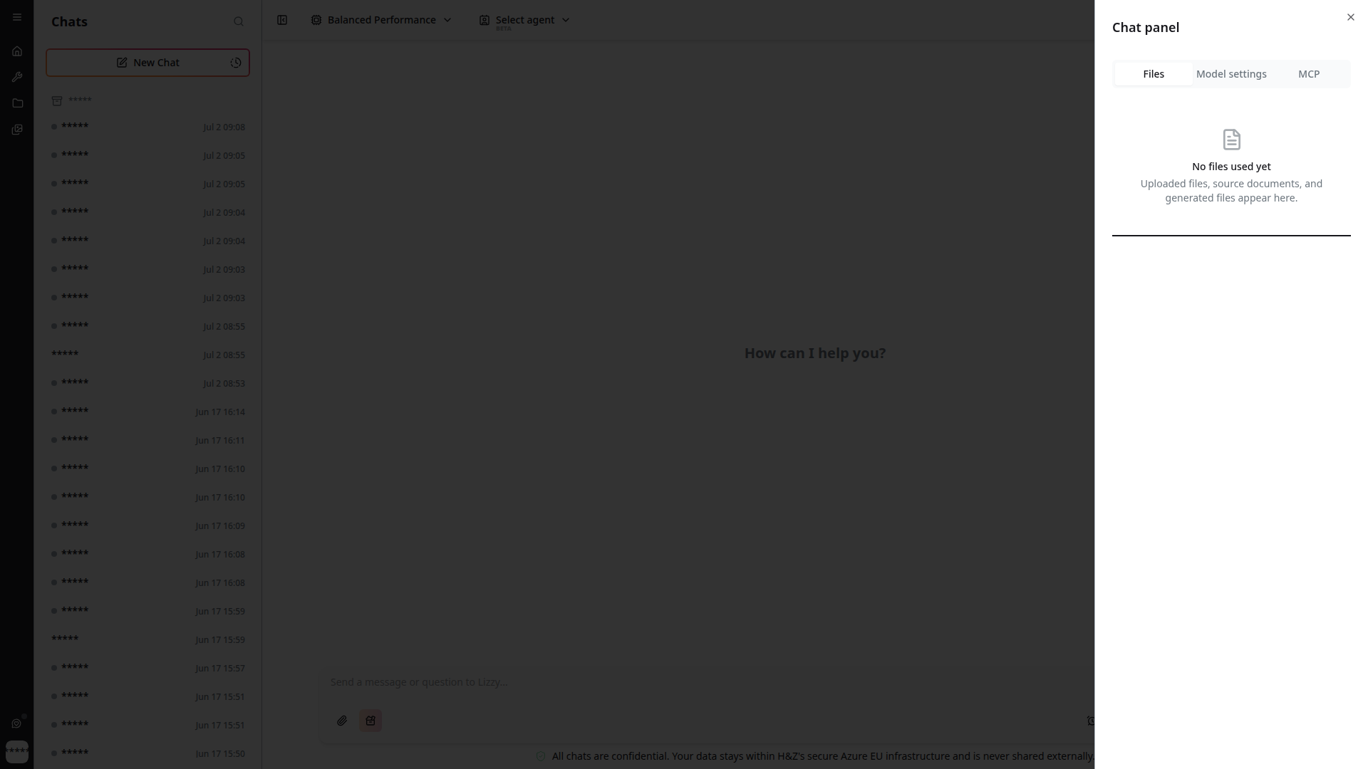 Chat settings sidebar