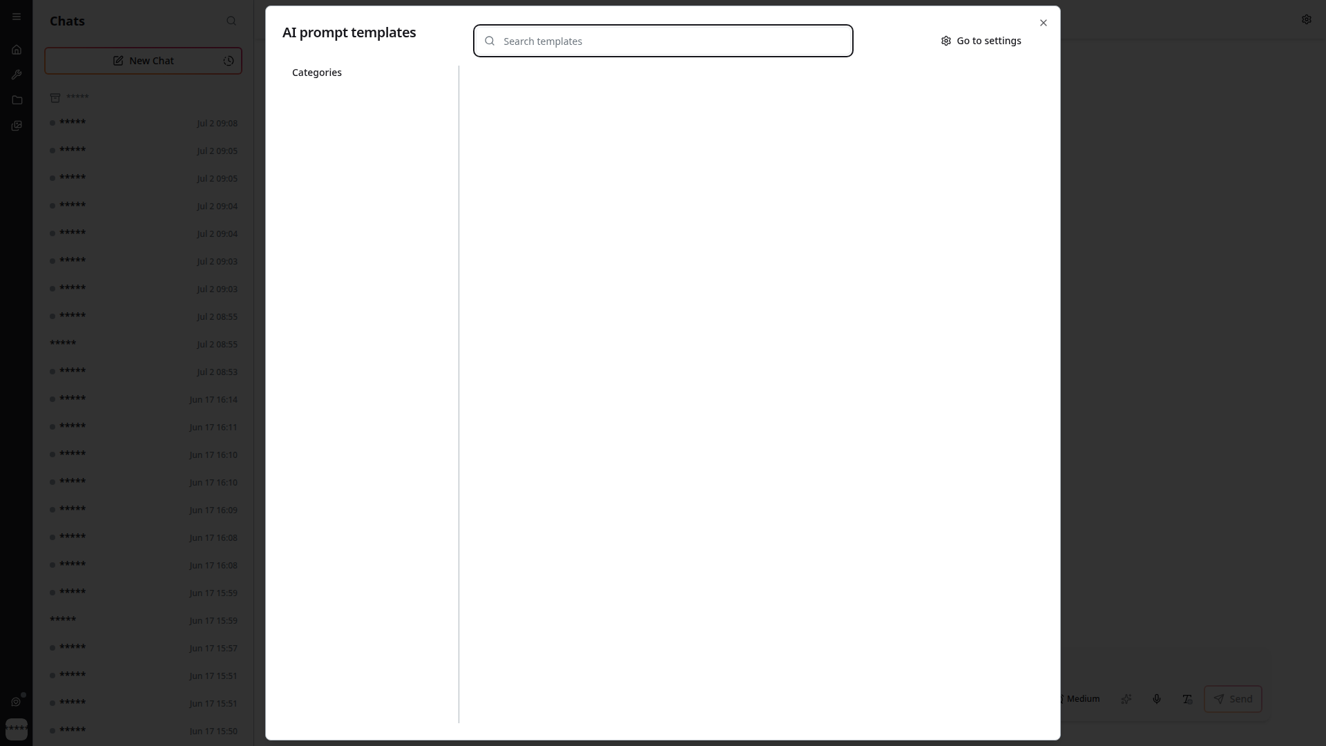 Template dialog
