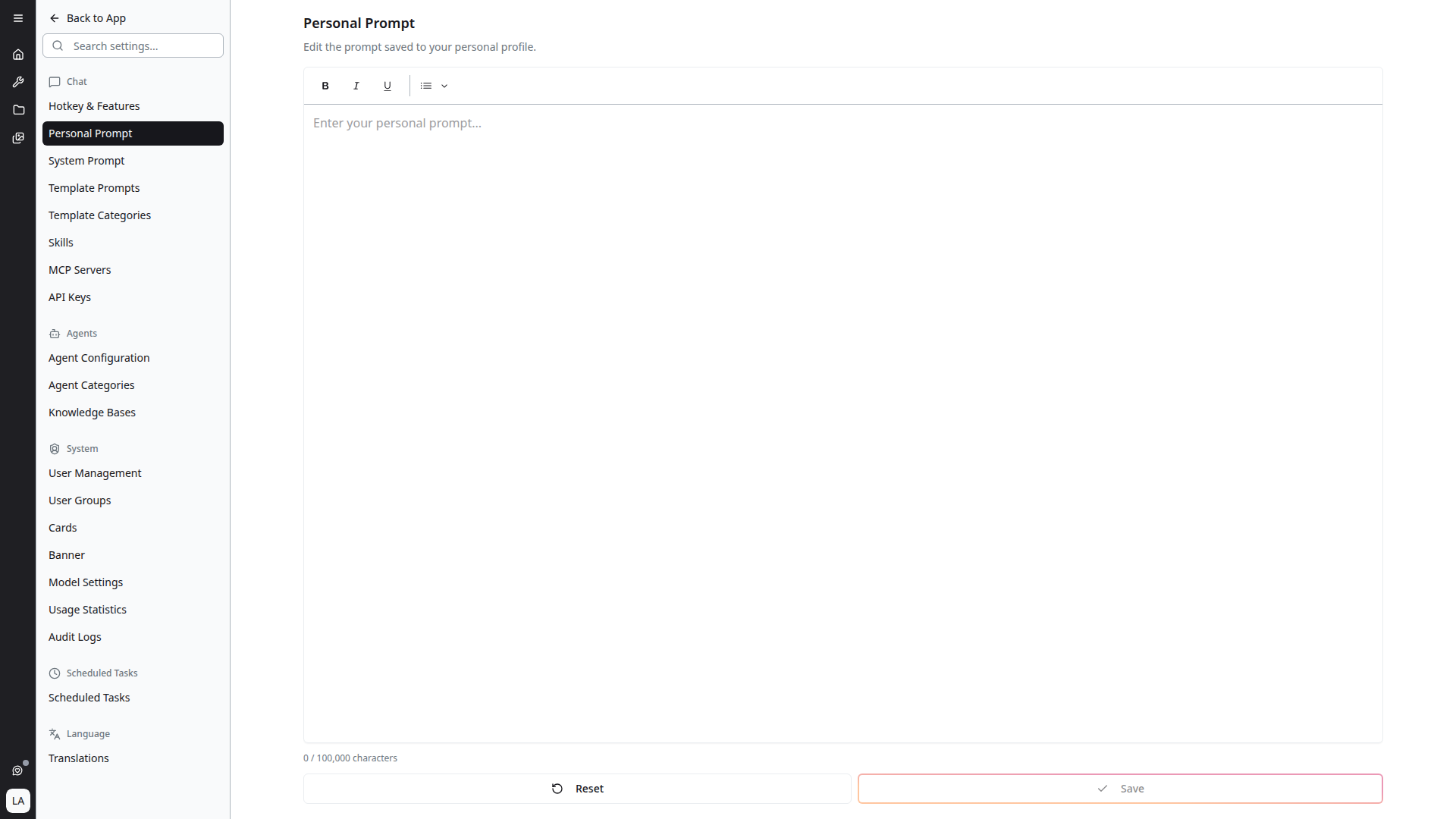 Personal Prompt editor